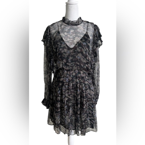 IRO Dresses & Skirts - IRO Tinkle, abstract patterned Black blue purple Long Sleeve dress
